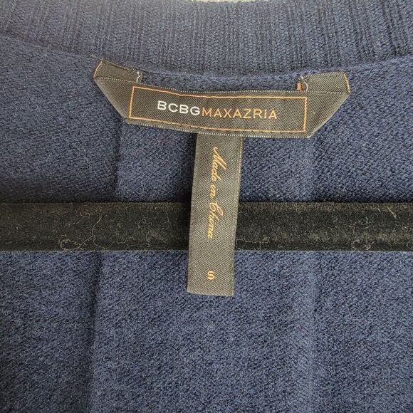 BCBG Maxazria Womens Size Small Blue V-Neck Short Sleeve Lambswool Tunic Sweater - Picture 2 of 7